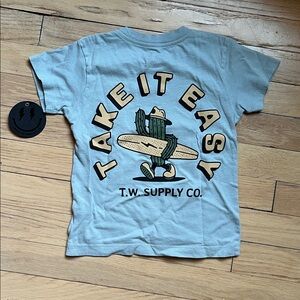 Tiny Whales Kids' Light Blue Take It Easy Surf Graphic Tee 2T NWT